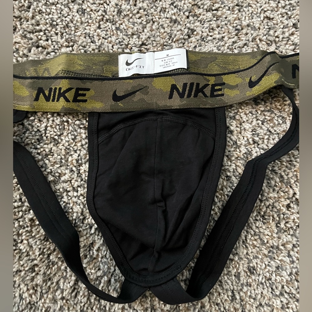 Rare Nike Dri Fit Essential Cotton Stretch Jock Strap in Green Camo